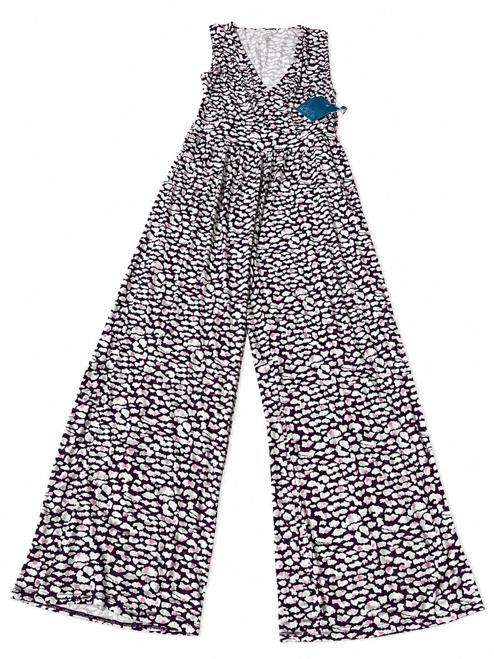 Market & Spruce Purple and White Wide-Leg Jumpsuit